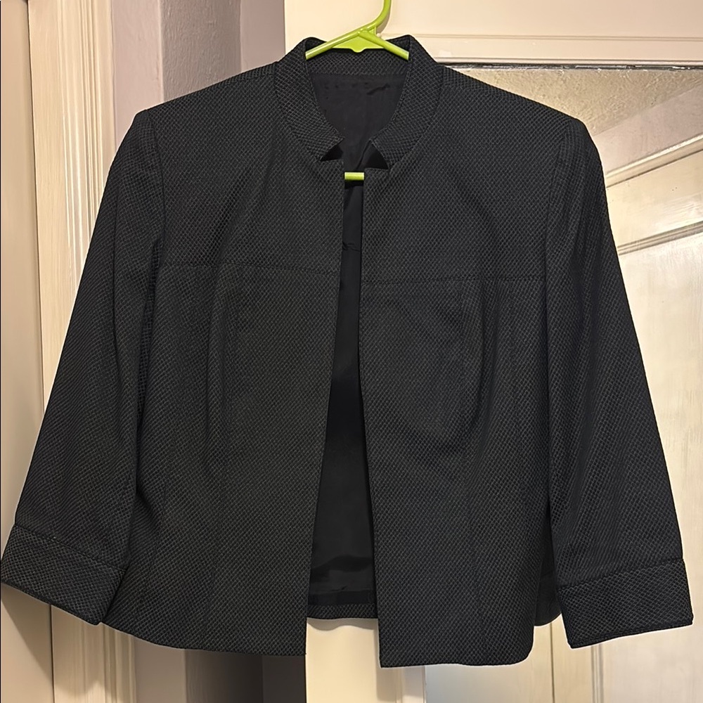 Black Cropped Jacket with Mandarin Collar